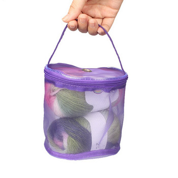 Мрежеста чанта за съхранение на цветни прежди Мрежести тъкани Кръгли чанти Вълнена чанта за съхранение Прежда Органайзер за плетене на една кука Кошници за плетене Направи си сам аксесоари