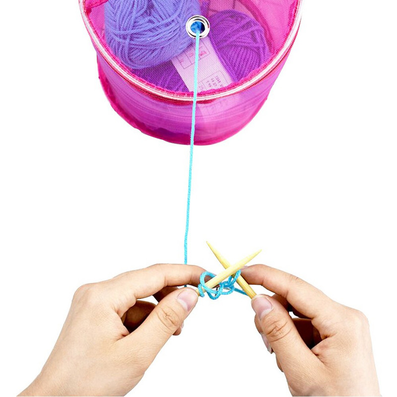 Geantă colorată de plasă de depozitare a firelor de plasă, pungi rotunde pentru țesut din plasă, pungă de depozitare din lână, organizator de fire de croșetat, coșuri de tricotat, accesorii bricolaj