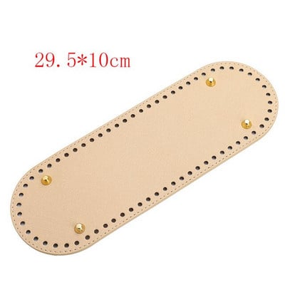29.5*10cm Fund oval lucrat manual pentru geantă tricotată Piele PU Accesorii rezistente la uzură Fund cu găuri Fund croșetat pentru geantă DIY