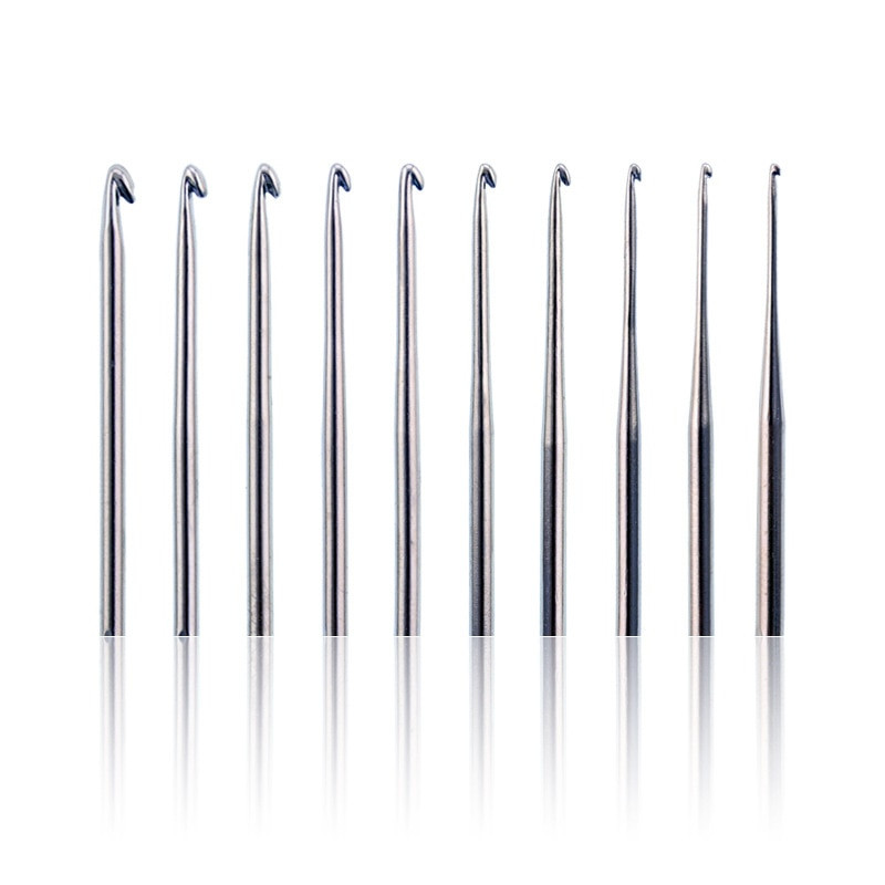 Uus värviline metallist käepide 10 tk vahetatava peapitsiga kudumine käsitsi valmistatud väike heegelnõel