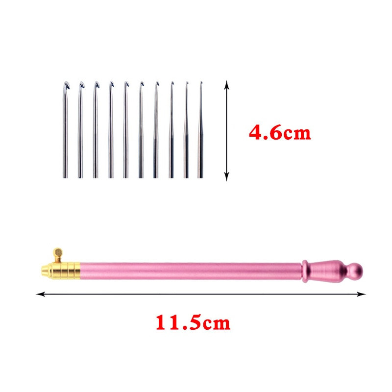 Uus värviline metallist käepide 10 tk vahetatava peapitsiga kudumine käsitsi valmistatud väike heegelnõel