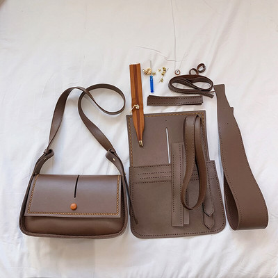 Uus DIY käsitsi valmistatud kott Käsiõmblus õmblustööriistaga Käekott Õlakott Aksessuaarid PU-nahk