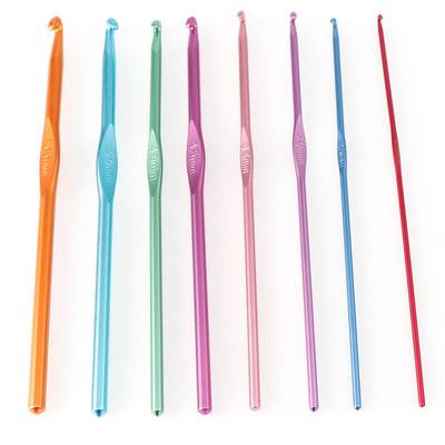 8 tk/komplekt Mitmevärvilised alumiiniumheegeldused 2mm kuni 5,5mm kanepiõis Heegeldatud koduks Ise ise käsitsi valmistatud kudumistööriistad kudumisvardad