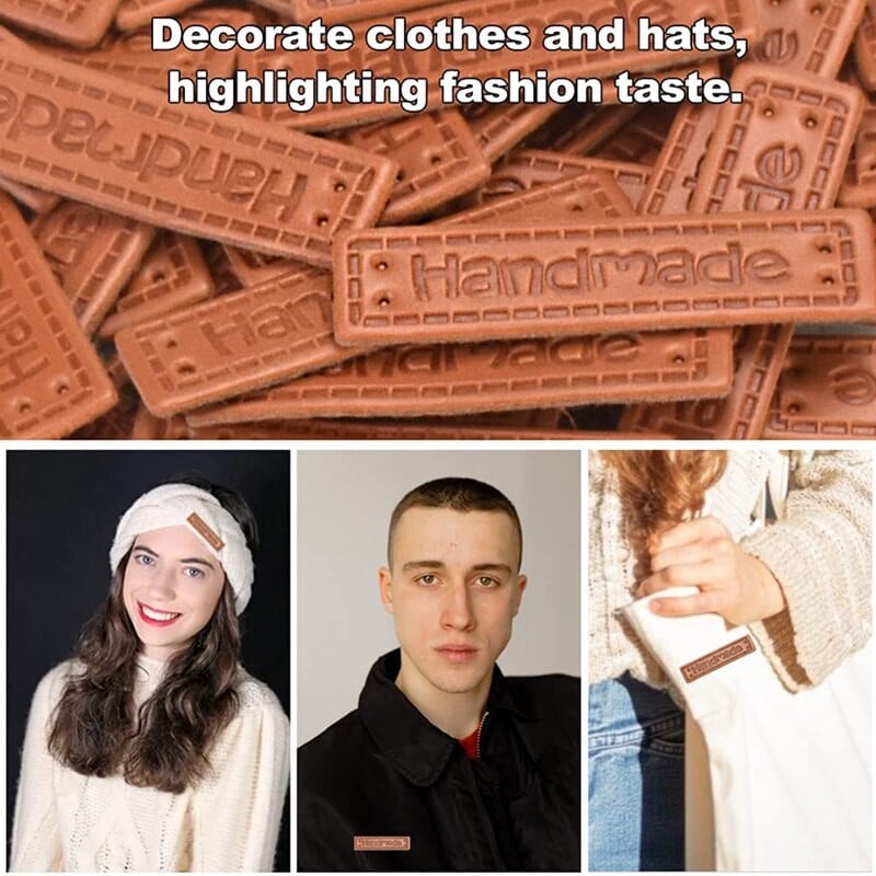 100 τμχ PU Δερμάτινες χειροποίητες ετικέτες Ετικέτες ανάγλυφες ετικέτες Υφασμάτινες δερμάτινες ετικέτες για ένδυμα DIY χειροτεχνίες Αξεσουάρ ραπτικής