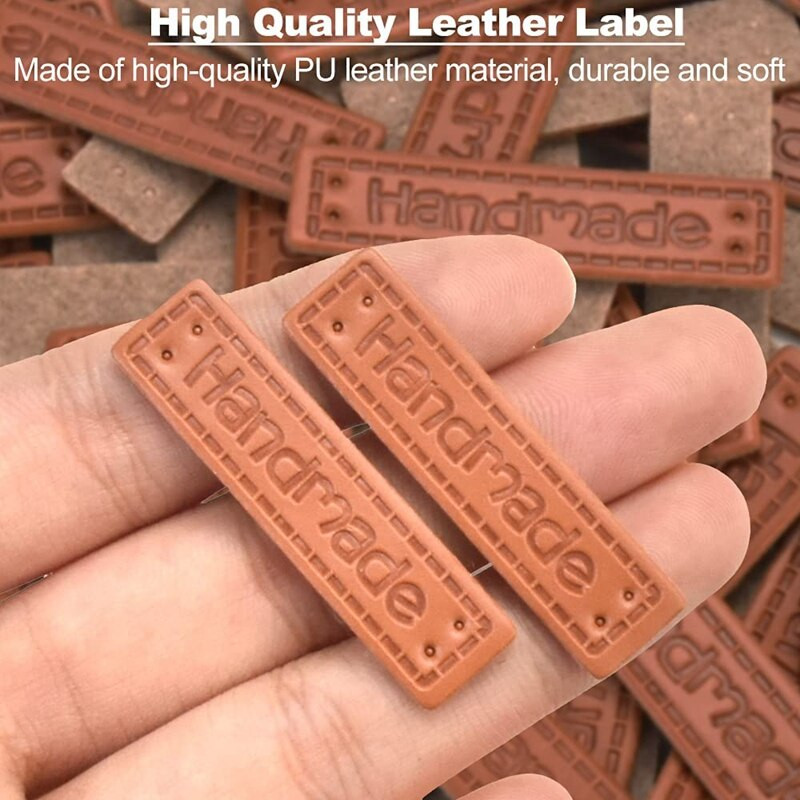 100 τμχ PU Δερμάτινες χειροποίητες ετικέτες Ετικέτες ανάγλυφες ετικέτες Υφασμάτινες δερμάτινες ετικέτες για ένδυμα DIY χειροτεχνίες Αξεσουάρ ραπτικής