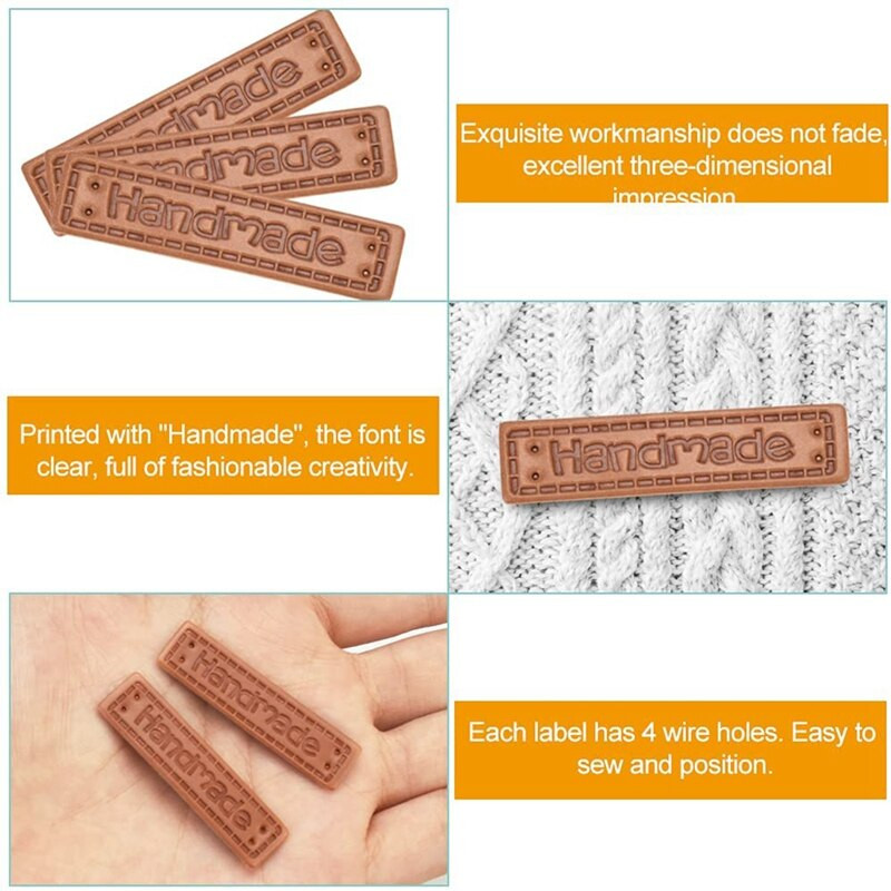 100 τμχ PU Δερμάτινες χειροποίητες ετικέτες Ετικέτες ανάγλυφες ετικέτες Υφασμάτινες δερμάτινες ετικέτες για ένδυμα DIY χειροτεχνίες Αξεσουάρ ραπτικής