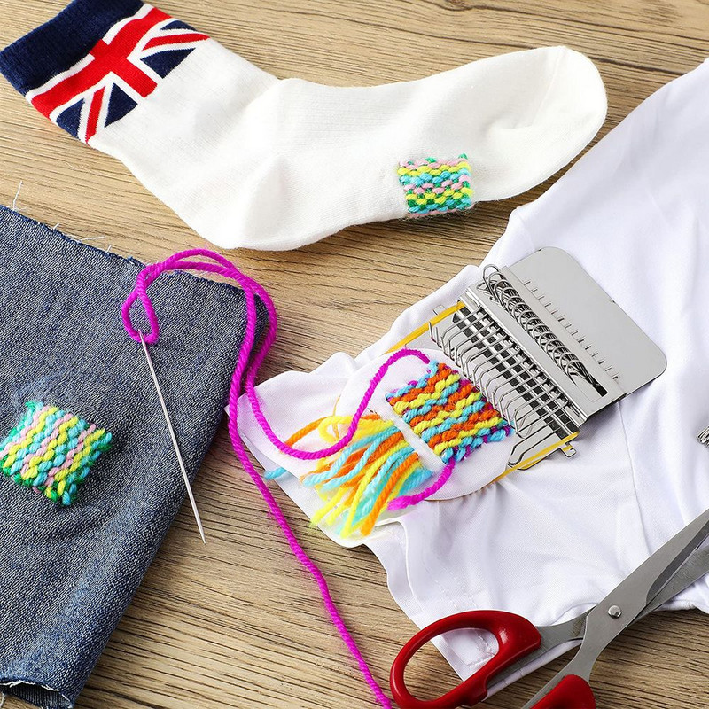 1 Σετ Μικρός αργαλειός Διασκεδαστικός επιδιόρθωσης αργαλειού μετάλλου DIY Υφάσματα Darning Μηχανή αργαλειού Τζιν ρούχα Ρούχα Speed weve Τύπος Ύφανσης Αξεσουάρ εργαλείου