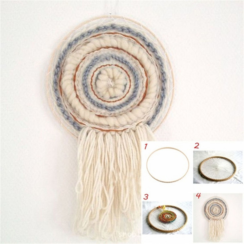 Στρογγυλή Ξύλινη Μηχανή Συλλογής Κυκλικές Βελόνες DIY Κρεμάστρες τοίχου Ονειροπαγίδα Κατασκευή Εργαλείων Κεντηματοποιίας Υφαντικό Αργαλειό