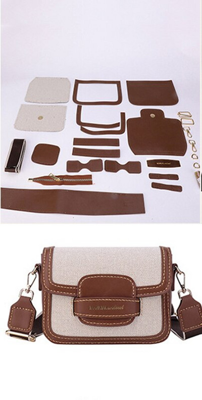 1 Σετ DIY Ημιτελές Προϊόν Δερμάτινο Ραπτικό Τσάντα Ραπτικής Χεριού Με Αξεσουάρ Υλικό Γυναικείας Τσάντας PU