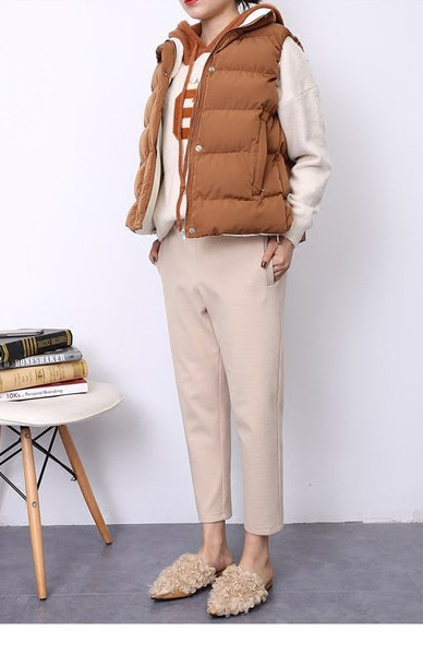 Jednobojne ženske elegantne hlače s džepom - ravni model