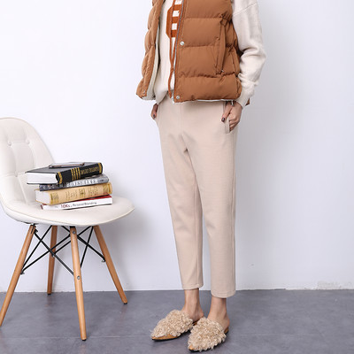 Jednobojne ženske elegantne hlače s džepom - ravni model