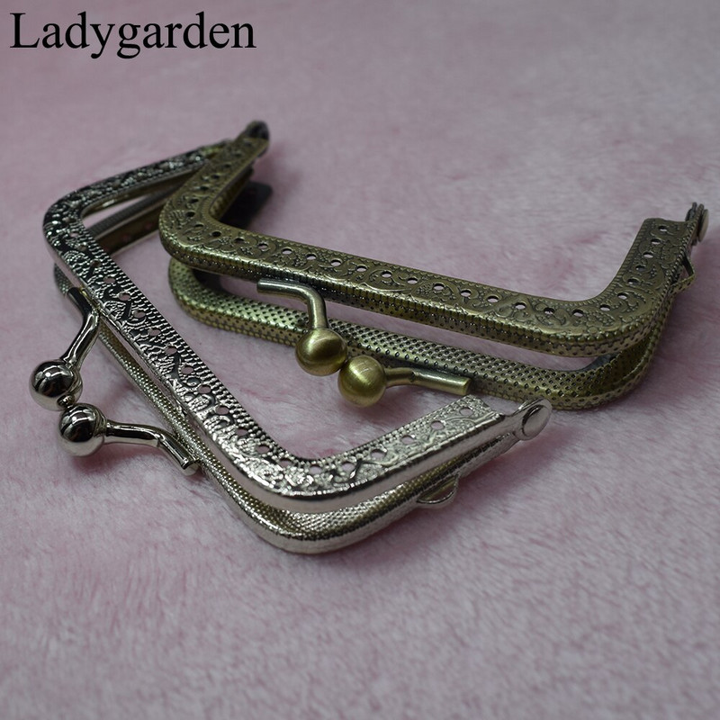 Vintage metal auriu cupru flori mâner de cusut ambreiaj posetă cadru sărut închizătoare arc pentru genți bricolaj accesorii de artizanat din piele