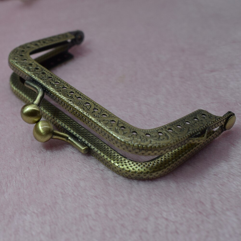 Vintage metal auriu cupru flori mâner de cusut ambreiaj posetă cadru sărut închizătoare arc pentru genți bricolaj accesorii de artizanat din piele