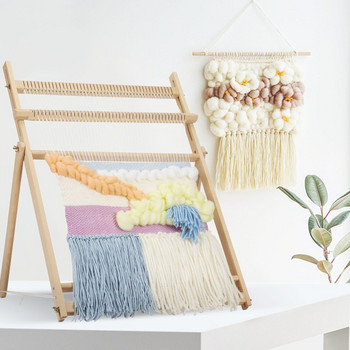 Стан за тъкане със стойка Дървена машина за плетене на гоблени Изкуства и занаяти, развива креативността Рамка за тъкане за начинаещи