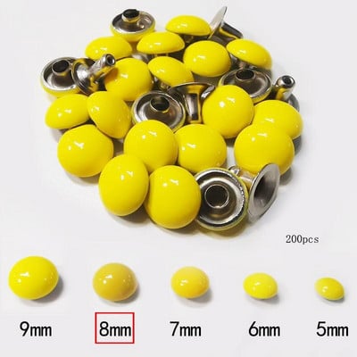 200 Τεμάχια/Παρτίδα 8mm Στρογγυλό Stud Mushroom Rivet Φθορίζον χρώμα Διακοσμητικό υλικό χειροτεχνίας από δέρμα νυχιών