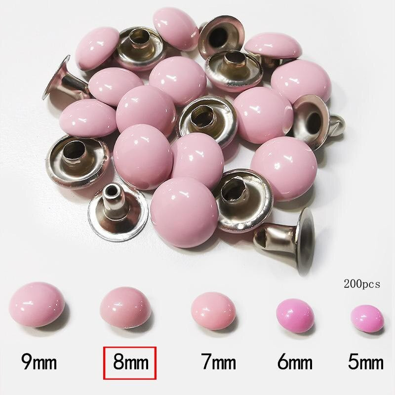 200 Τεμάχια/Παρτίδα 8mm Στρογγυλό Stud Mushroom Rivet Φθορίζον χρώμα Διακοσμητικό υλικό χειροτεχνίας από δέρμα νυχιών