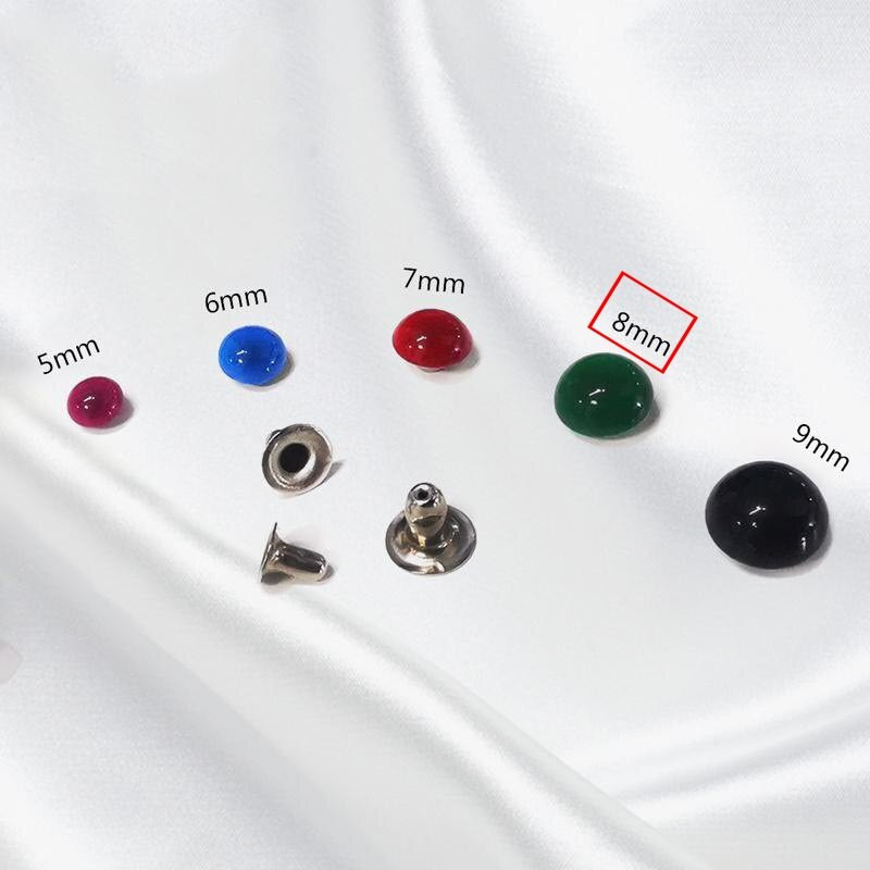 200 Τεμάχια/Παρτίδα 8mm Στρογγυλό Stud Mushroom Rivet Φθορίζον χρώμα Διακοσμητικό υλικό χειροτεχνίας από δέρμα νυχιών
