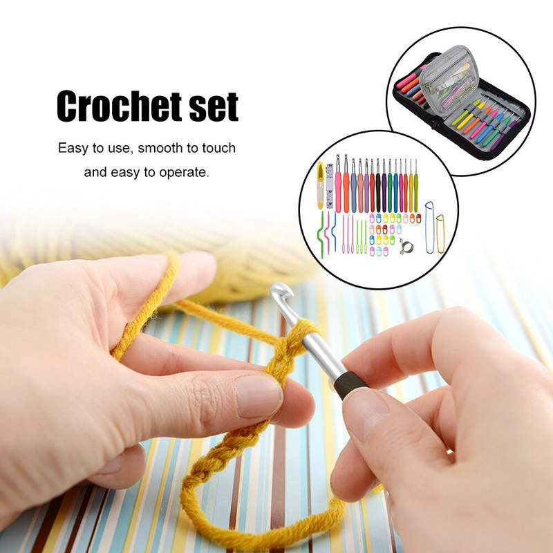 Βελόνες πλεξίματος από αλουμίνιο Γυναικεία DIY Εργαλεία Πουλόβερ με λαβή με μαλακή λαβή Σετ με βελονάκι πουλόβερ με τσάντα αποθήκευσης Craft