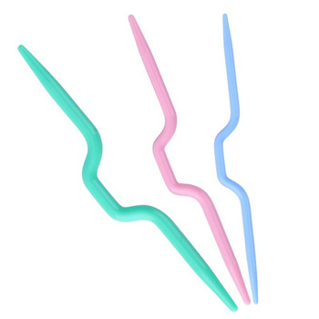 Βελόνες πλεξίματος 3τμχ Πλαστικές βελόνες στριφτές καμπύλες Κασκόλ Πουλόβερ Χειροποίητο DIY Εργαλείο Υφαντικής Κορδόνι για Κεντήματα Αξεσουάρ ραπτικής