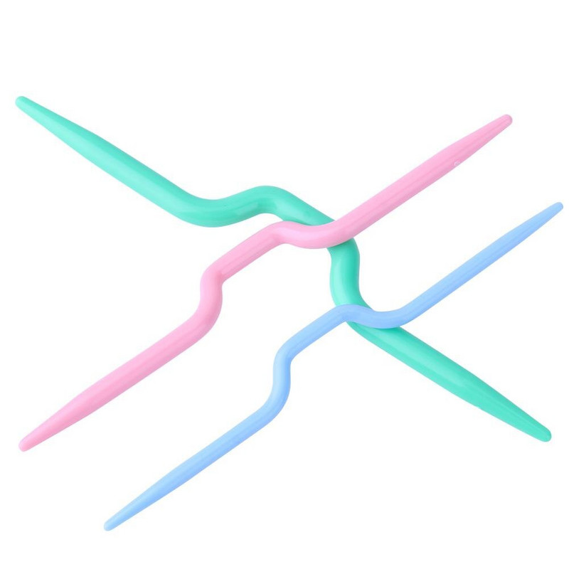 Kudumisvardad 3 tk Plastikust keerduvad kumerad nõelad Sall kampsun Käsitsi valmistatud isetehtud kudumistööriistNöör näputöö jaoks Õmblustarvikud