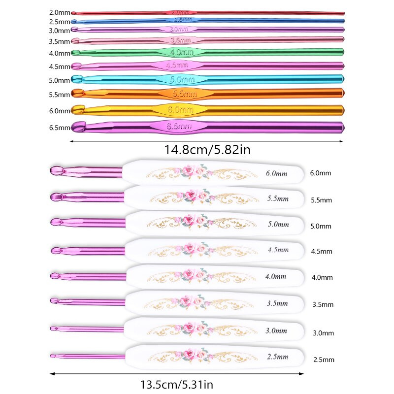 Πολλαπλά μοντέλα Πολύχρωμη λαβή Γάντζοι αλουμίνας Βελόνες πλεξίματος Σετ βελόνες πλεξίματος για ράψιμο με βελονάκι πλέξιμο