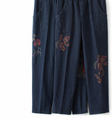 Naiste vabaaja püksid tikandiga