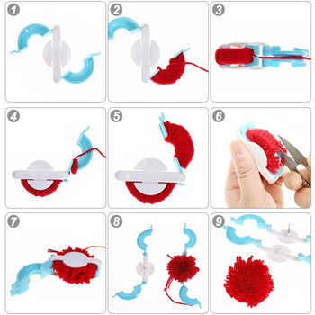 4 τεμ/Σετ DIY Needle Crafts Pompom Μπαλάκι μαλλιών Πλεκτομηχανές αργαλειού Kit Fluff Ball Weave Tools Φορητά 4 μεγέθη πλαστικό αξεσουάρ πλεξίματος