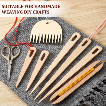 7 бр./компл. Wood Weaving Shuttle Crochet Needle Hand Loom Stick Tapestry Knitting DIY Craft Tools Wood Loom Comb Pleaded Tools