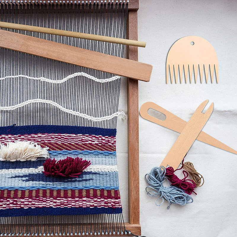 7pcs/set Drvo Tkanje Shuttle Igla za heklanje Ručni razboj Štap Pletenje goblena DIY alati za rukotvorine Drveni razboj Češalj Pleteni alati