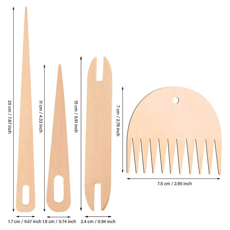7pcs/set Drvo Tkanje Shuttle Igla za heklanje Ručni razboj Štap Pletenje goblena DIY alati za rukotvorine Drveni razboj Češalj Pleteni alati