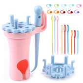 TLKKUE Dispozitiv de tricotat cu frânghie de țesut cu fire cu două capete Dispozitiv de tricotat pentru brățară din plastic Dispozitiv de tricotat cu flori, margarete, instrumente de țesut din fire