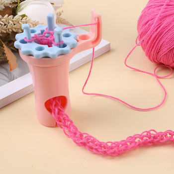 TLKKUE Двуглава прежда Стан за плетене Устройство за плетене на въже Пластмасова гривна Устройство за плетене Цвете Маргаритка Инструменти за тъкане на прежда