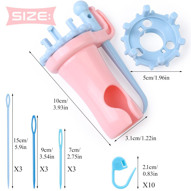 TLKKUE Dispozitiv de tricotat cu frânghie de țesut cu fire cu două capete Dispozitiv de tricotat pentru brățară din plastic Dispozitiv de tricotat cu flori, margarete, instrumente de țesut din fire