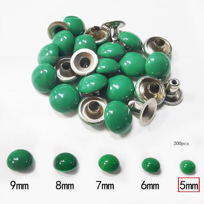 200 Τεμάχια/Παρτίδα 5mm Στρογγυλό Stud Mushroom Rivet Φθορίζον χρώμα Διακοσμητικό υλικό χειροτεχνίας από δέρμα νυχιών