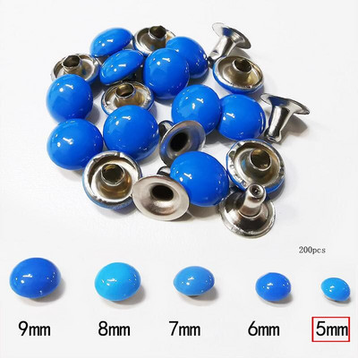 200 Τεμάχια/Παρτίδα 5mm Στρογγυλό Stud Mushroom Rivet Φθορίζον χρώμα Διακοσμητικό υλικό χειροτεχνίας από δέρμα νυχιών