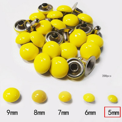 200 Τεμάχια/Παρτίδα 5mm Στρογγυλό Stud Mushroom Rivet Φθορίζον χρώμα Διακοσμητικό υλικό χειροτεχνίας από δέρμα νυχιών