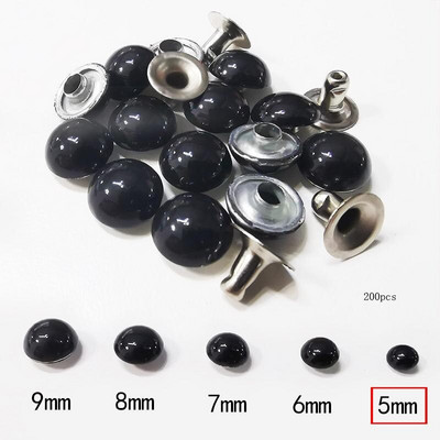 200 Τεμάχια/Παρτίδα 5mm Στρογγυλό Stud Mushroom Rivet Φθορίζον χρώμα Διακοσμητικό υλικό χειροτεχνίας από δέρμα νυχιών
