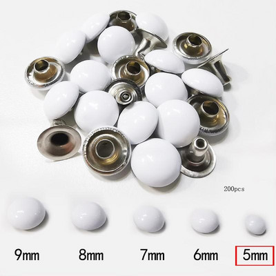 200 Τεμάχια/Παρτίδα 5mm Στρογγυλό Stud Mushroom Rivet Φθορίζον χρώμα Διακοσμητικό υλικό χειροτεχνίας από δέρμα νυχιών