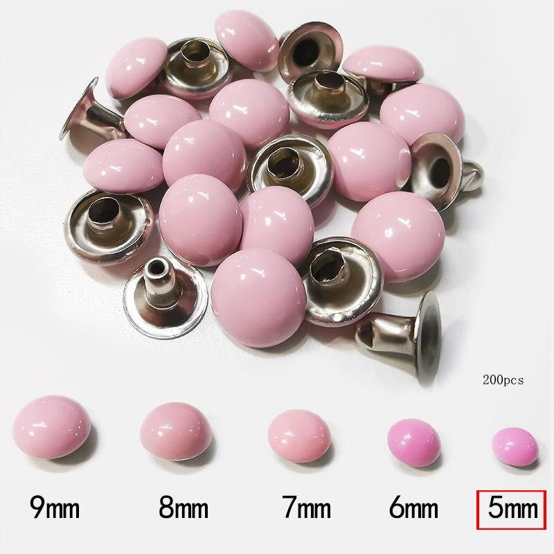 200 Τεμάχια/Παρτίδα 5mm Στρογγυλό Stud Mushroom Rivet Φθορίζον χρώμα Διακοσμητικό υλικό χειροτεχνίας από δέρμα νυχιών