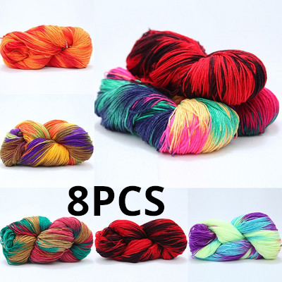 1 tk Pehme mitmevärviline polüester akrüüllõng Fiber kootud kraasitud niidid Paksud pillimisvastased värvitud lõngapallide heegeldamise tarvik