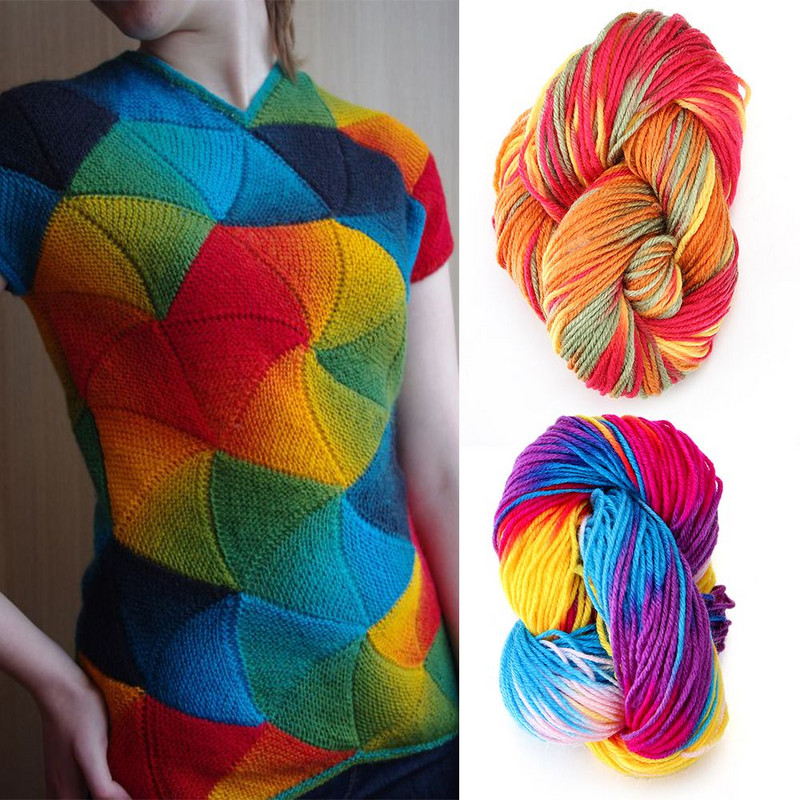 1 tk Pehme mitmevärviline polüester akrüüllõng Fiber kootud kraasitud niidid Paksud pillimisvastased värvitud lõngapallide heegeldamise tarvik