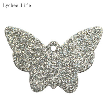 Lychee Life 10 бр./лот Кожени подложки с пеперуди Ръчно изработени Направи си сам обеци Earpin Материал за бижута Аксесоари за изработка на кожа