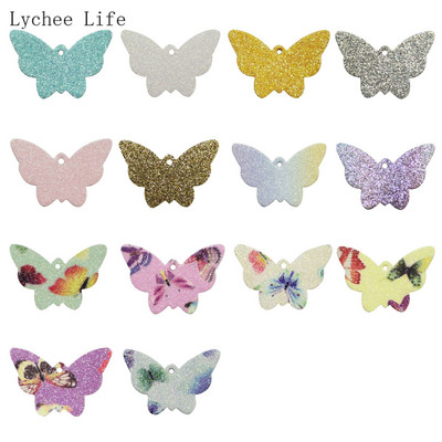 Lychee Life 10Pcs/lot Πεταλούδες Δερμάτινα Επιθέματα Χειροποίητα Diy Σκουλαρίκια Earpin Κοσμήματα Υλικό Δέρμα Αξεσουάρ κατασκευής