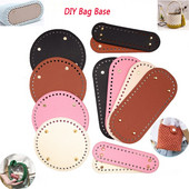 1 ΤΕΜ. DIY τσάντα πλεξίματος κάτω μέρος στρογγυλό μακρύ PU δερμάτινη τσάντα αξεσουάρ Crochet diy τσάντα Χειροποίητο πατάκι κάτω μαξιλαράκι μαξιλαράκι μαξιλαράκι