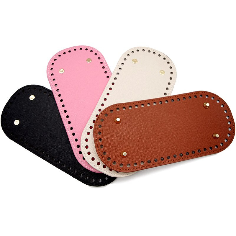 1 ΤΕΜ. DIY τσάντα πλεξίματος κάτω μέρος στρογγυλό μακρύ PU δερμάτινη τσάντα αξεσουάρ Crochet diy τσάντα Χειροποίητο πατάκι κάτω μαξιλαράκι μαξιλαράκι μαξιλαράκι