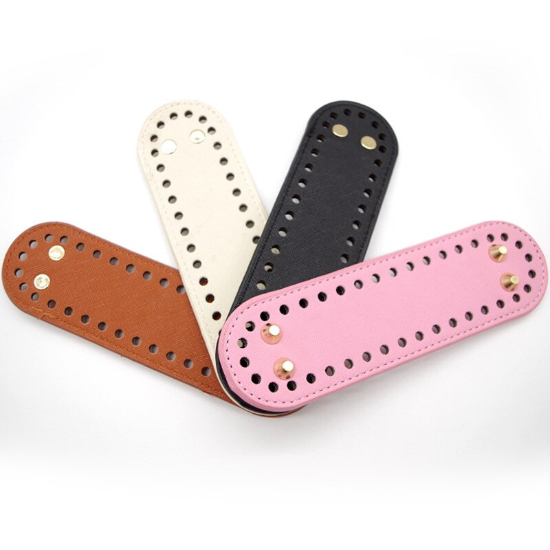 1 ΤΕΜ. DIY τσάντα πλεξίματος κάτω μέρος στρογγυλό μακρύ PU δερμάτινη τσάντα αξεσουάρ Crochet diy τσάντα Χειροποίητο πατάκι κάτω μαξιλαράκι μαξιλαράκι μαξιλαράκι