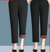 Pantaloni de iarna de dama cu talie inalta cu imprimeu