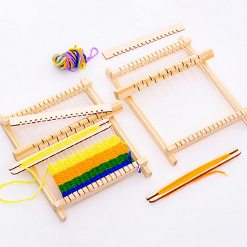 Σετ Ξύλινο Χρώμα 1 Φανταχτερό Πλαίσιο Υφαντικής Παιχνιδιού Loom Φορητός αργαλειός ύφανσης Multi-craft Δώρο φυτωρίου