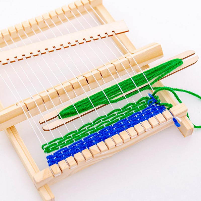 Fából készült színű 1 szett díszes, szellemi játék szövőkeret szövőszék Hordozható szövőszék Több kézműves óvodai ajándék
