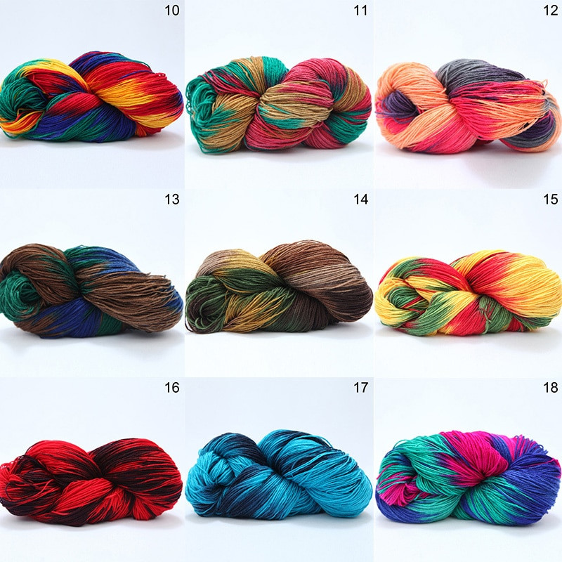 50 g színátmenet színes fonal kézi akril vegyes színű kötés horgolt vatta cérna DIY pulóver sál kézműves
